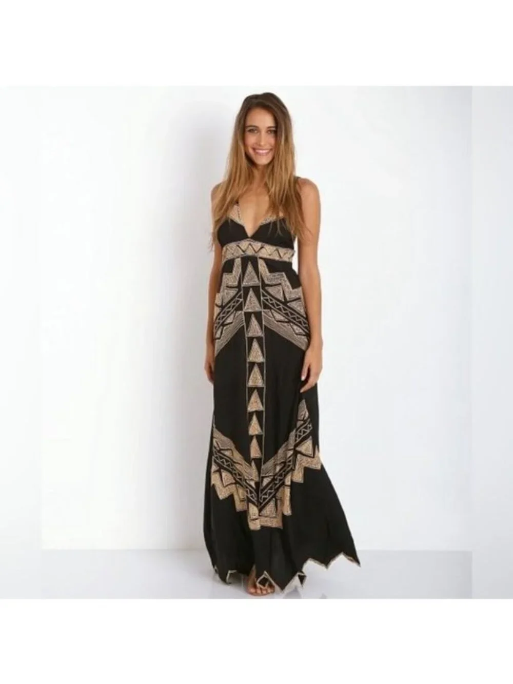 RARE VTG NWOT Free People Jen’s Pirate Booty Black Embroidered Maxi Dress | Boho - Picture 12 of 16